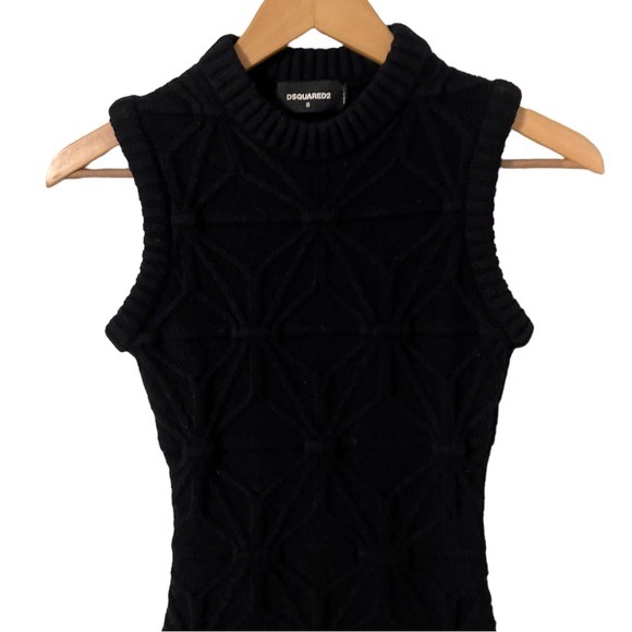 DSQUARED2 Sweater Sleeveless Black Textured Dress - Picture 5 of 9